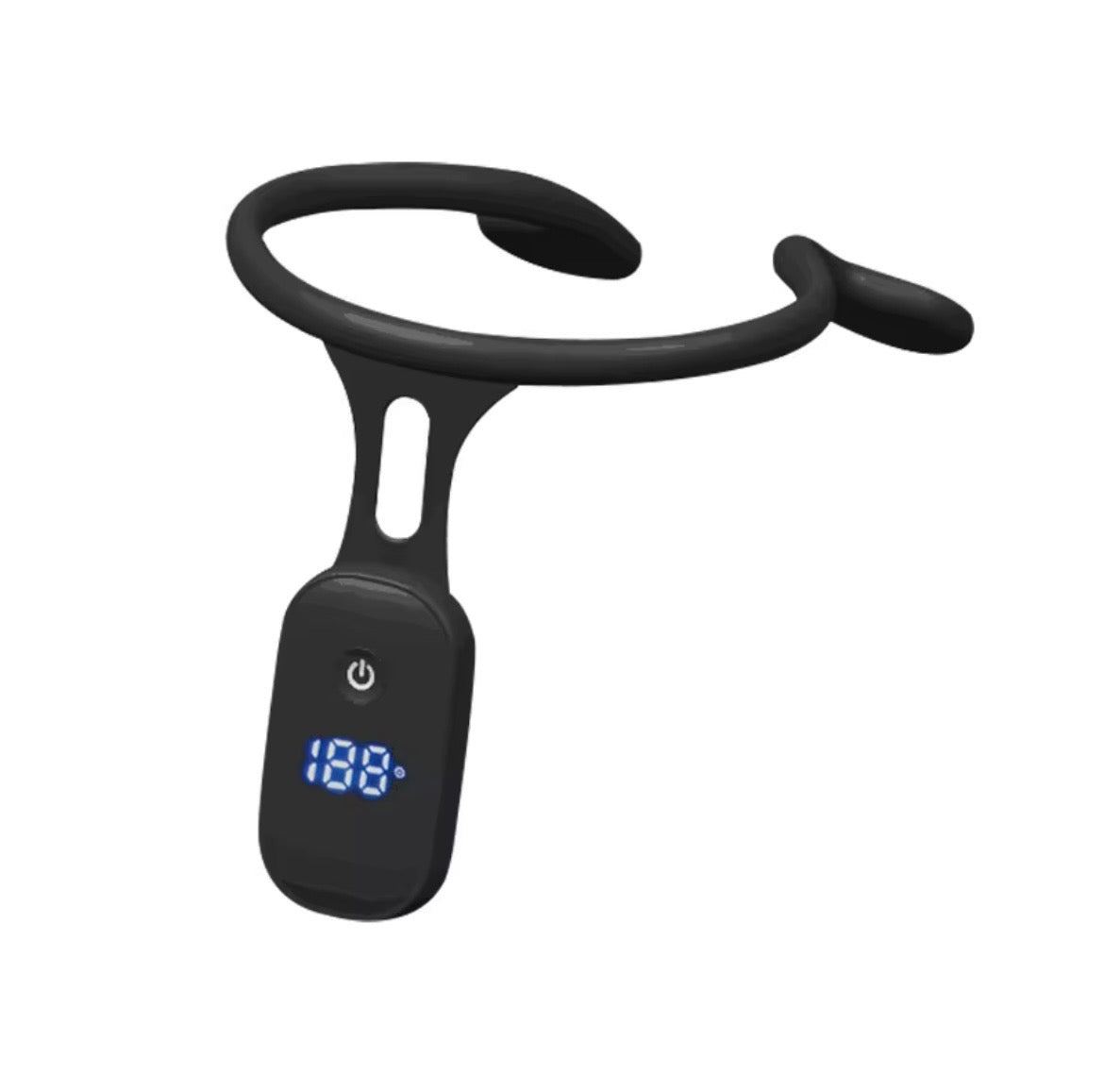 Black neck strap with digital display on a white background Zenthera